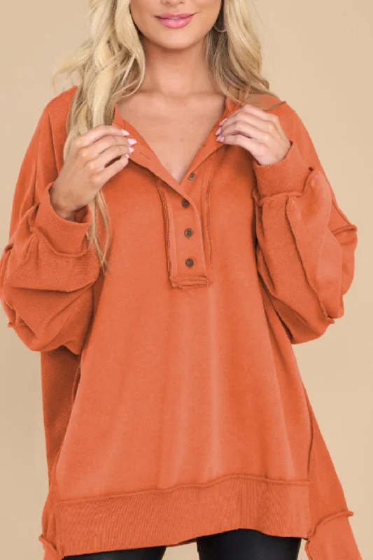 Hazel Blues® |  Exposed Seam Long Sleeve Sweatshirt Hoodie Dress Longline Feminine