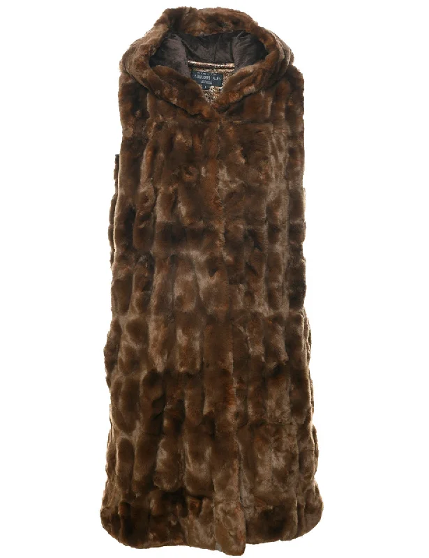 Dark Brown Faux Fur Coat - L Houndstooth Jacket Shearling Jacket Fleece Jacket