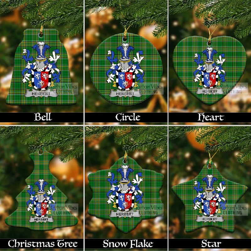 Herbert Irish Clan Tartan Christmas Ceramic Ornament with Coat of Arms Denim Leather Suede Herbert Irish Clan Tartan Christmas Ceramic Ornament with Coat of Arms Denim Leather Suede