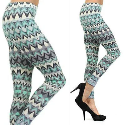 Leggings Chevron Zig Zag Blue Teal Colorful Skinny Pants Stretch Cozy Full-Length Workout Leggings Leggings Chevron Zig Zag Blue Teal Colorful Skinny Pants Stretch Cozy Full-Length Workout Leggings