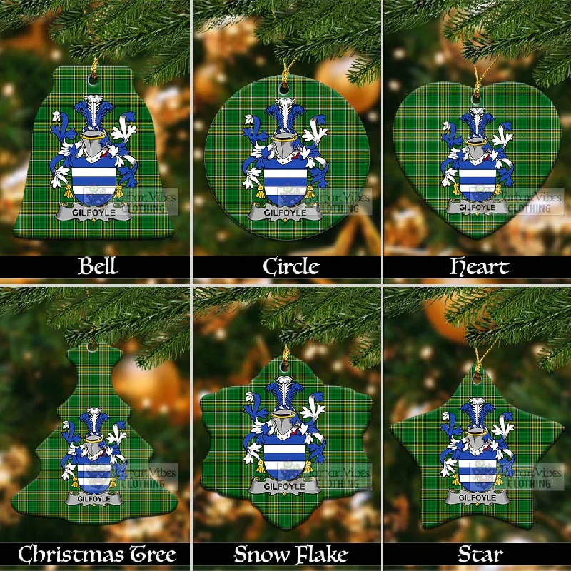 Gilfoyle Irish Clan Tartan Christmas Ceramic Ornament with Coat of Arms Trench Wool Cashmere Gilfoyle Irish Clan Tartan Christmas Ceramic Ornament with Coat of Arms Trench Wool Cashmere