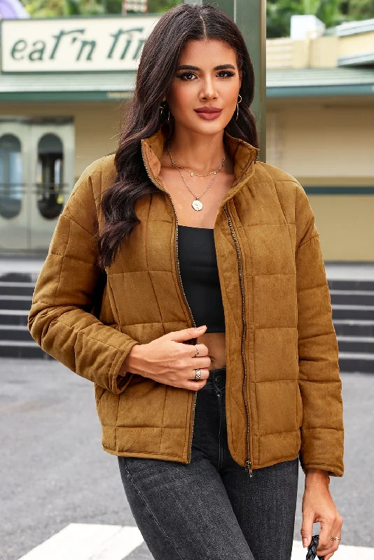 Zip Up Pocketed Long Sleeve Coat Cardigan Sweater Pullover