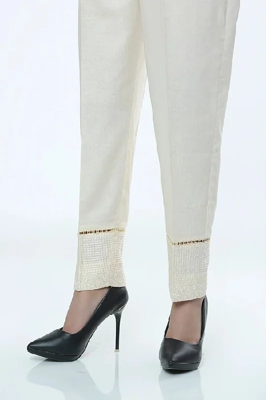 LSM Embroidered Stitched Trousers LSM-1620-Cream Trousers cozy comfortable