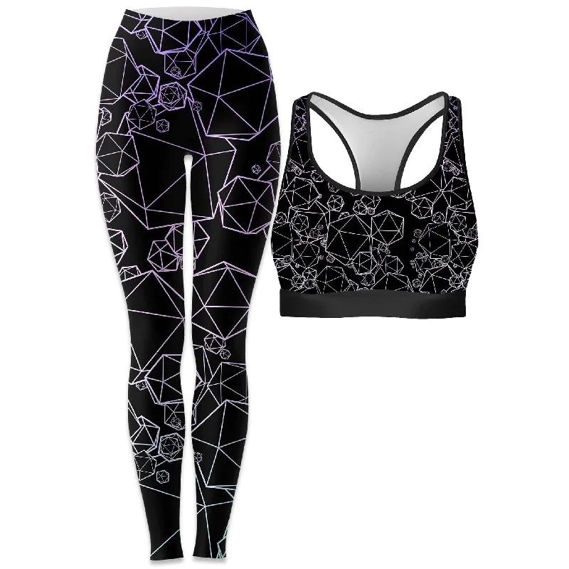 Icosahedron Madness Cold Rave Bra and Leggings Combo Comfortable Ribbed Waistband Leggings