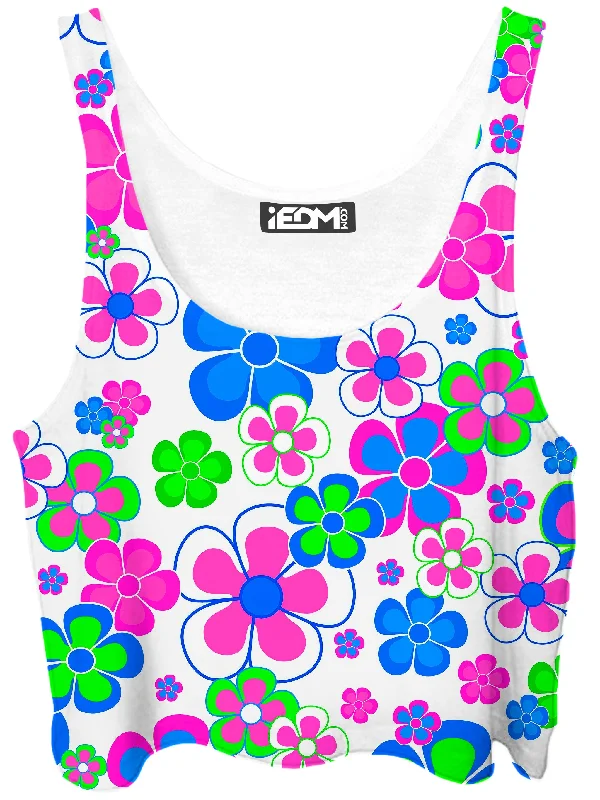 Spring in Bloom Crop Top Notch Collar Peter Pan Collar Cowl Neck
