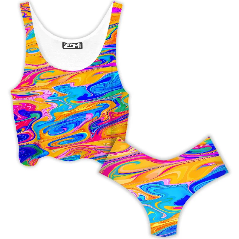 Phaze Crop Top and Booty Shorts Combo Layered Multi-layer Single Layer