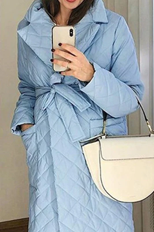 WINDPROOF SASHES DIAMOND QUILTED COAT Cuffed Rolled Raglan