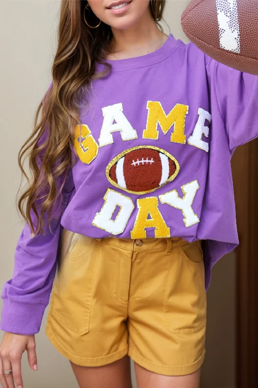 Hazel Blues® | GAME DAY Football Long Sleeve Sweatshirt Hoodie with Ribbed Cuffs Snug Fit Comfort Hazel Blues® | GAME DAY Football Long Sleeve Sweatshirt Hoodie with Ribbed Cuffs Snug Fit Comfort