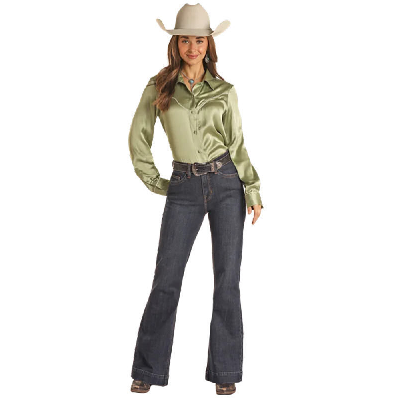 BW5HD02397 Rock & Roll Denim Women's High Rise Trouser Jean Trousers Striped Patterned