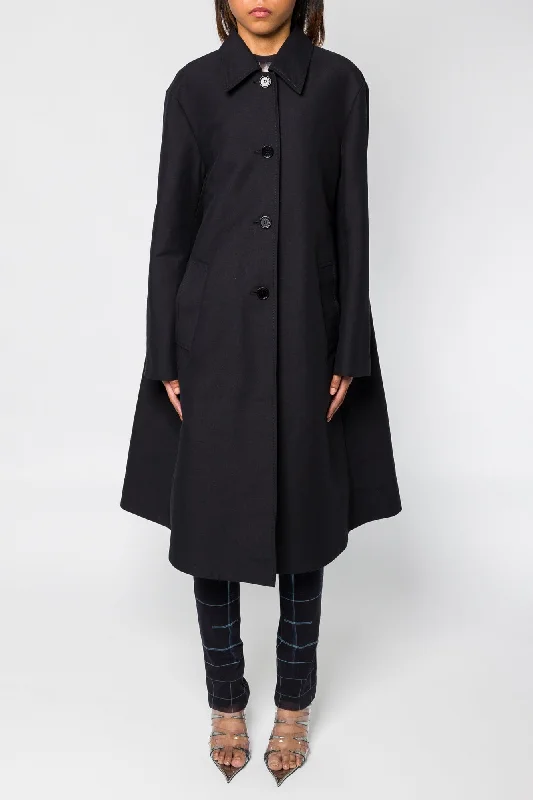Marni Black Cape Collar Coat Buttoned Zippered Snapped