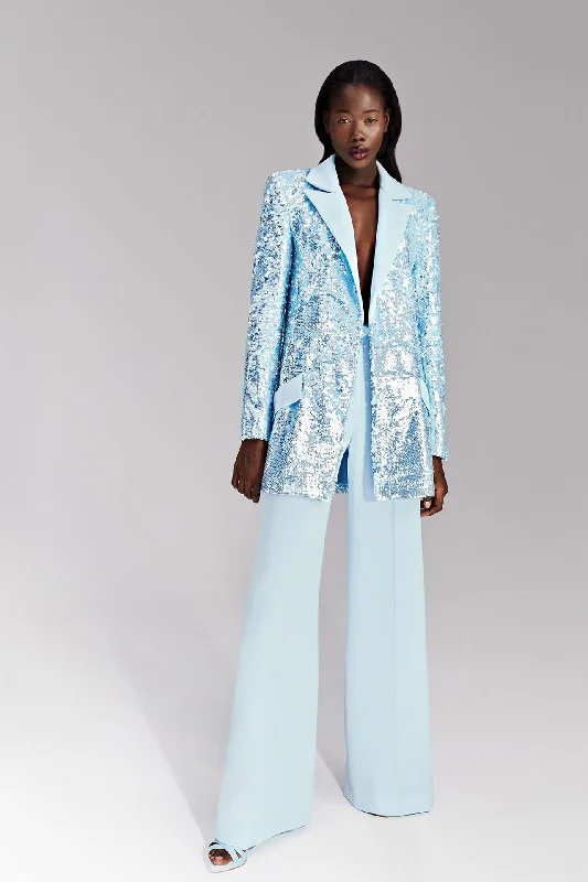 Sequined blazer paired with crepe trousers Trousers Capri Summer
