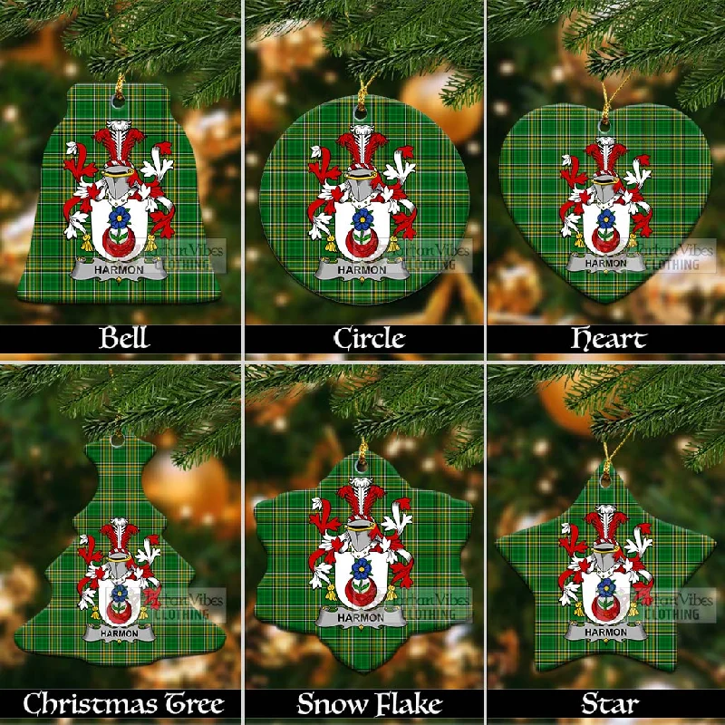 Harmon Irish Clan Tartan Christmas Ceramic Ornament with Coat of Arms Bomber Denim Leather Harmon Irish Clan Tartan Christmas Ceramic Ornament with Coat of Arms Bomber Denim Leather