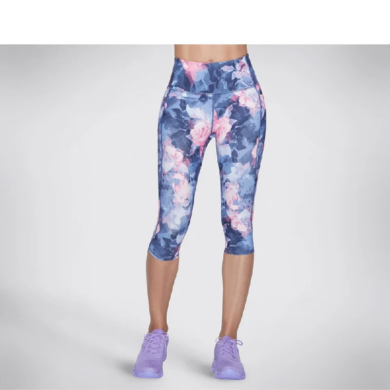 Skechers GO WALK HW Summer Rose Capri Leggings Trendy Sporty Compression Leggings