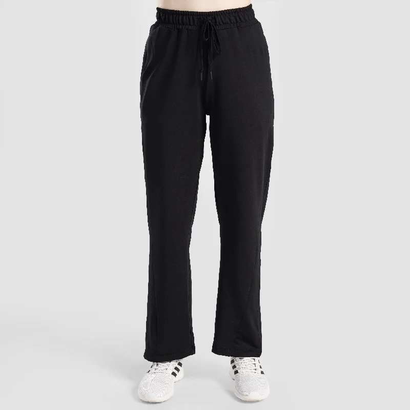 Urban Loose Gym Trousers (Black) Wide Leg Loose Fit Mid Waist