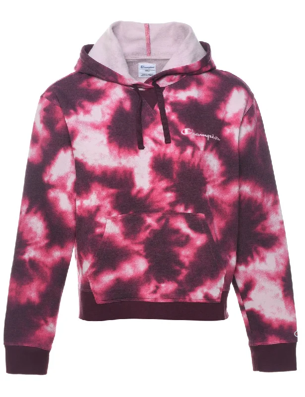 Champion Tie Dye Hoodie  - M Hoodie with Distressed Vintage Worn