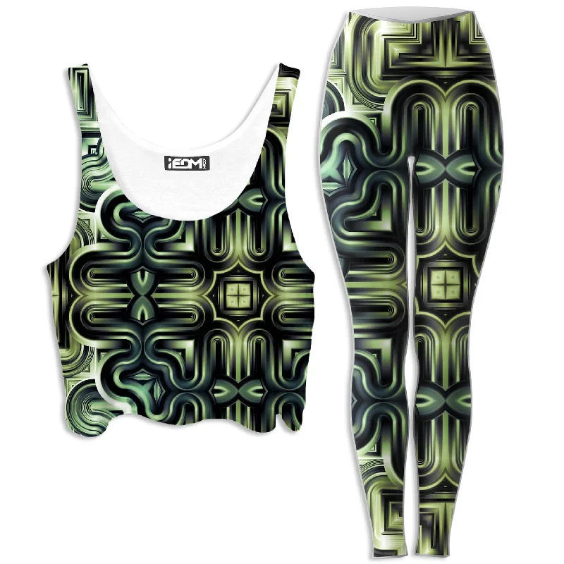 Unthinkable Machines Crop Top and Leggings Combo Zippered Buttoned Snapped
