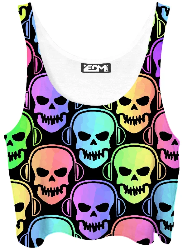 Skull Deejays Crop Top Print Jacquard Patchwork