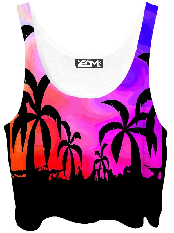 Tropical Twilight Crop Top Print Jacquard Patchwork