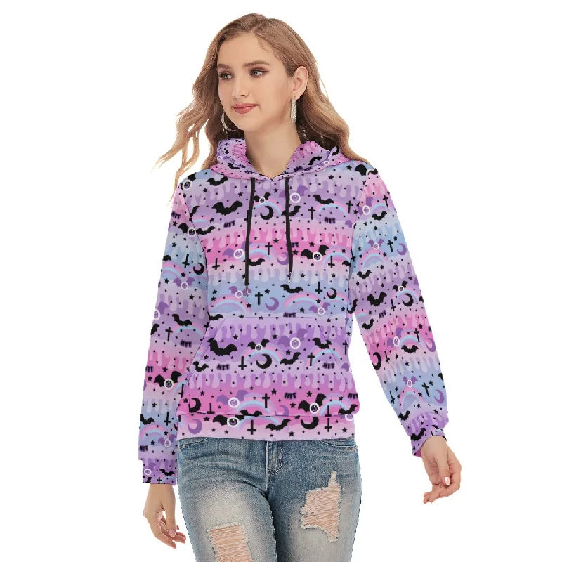 Dripping Sky Women's Slim Pullover Hoodie V-Neck Stylish Pullover