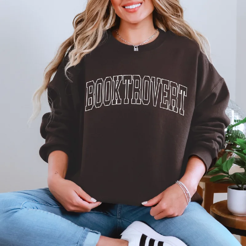 Hazel Blues® | Booktrovert Graphic Sweatshirt Hoodie with Hem Embroidery Detailed Premium Hazel Blues® | Booktrovert Graphic Sweatshirt Hoodie with Hem Embroidery Detailed Premium