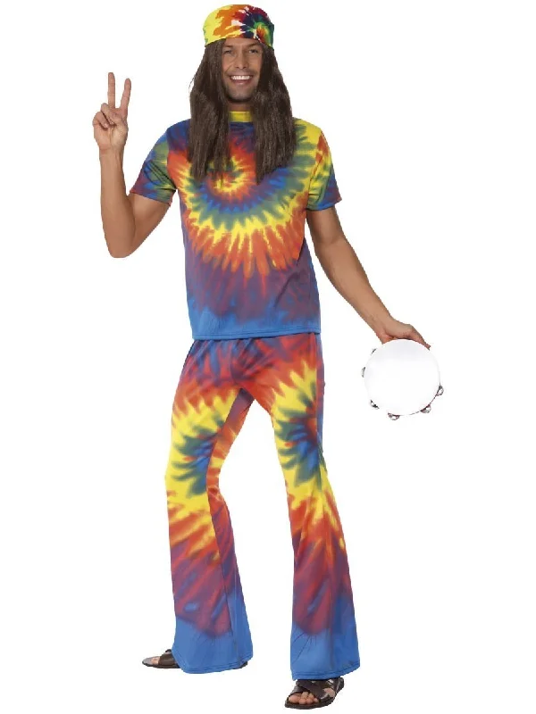 1960s Tie Dye Top and Flared Trousers Adult Rainbow Trousers Versatile Stylish