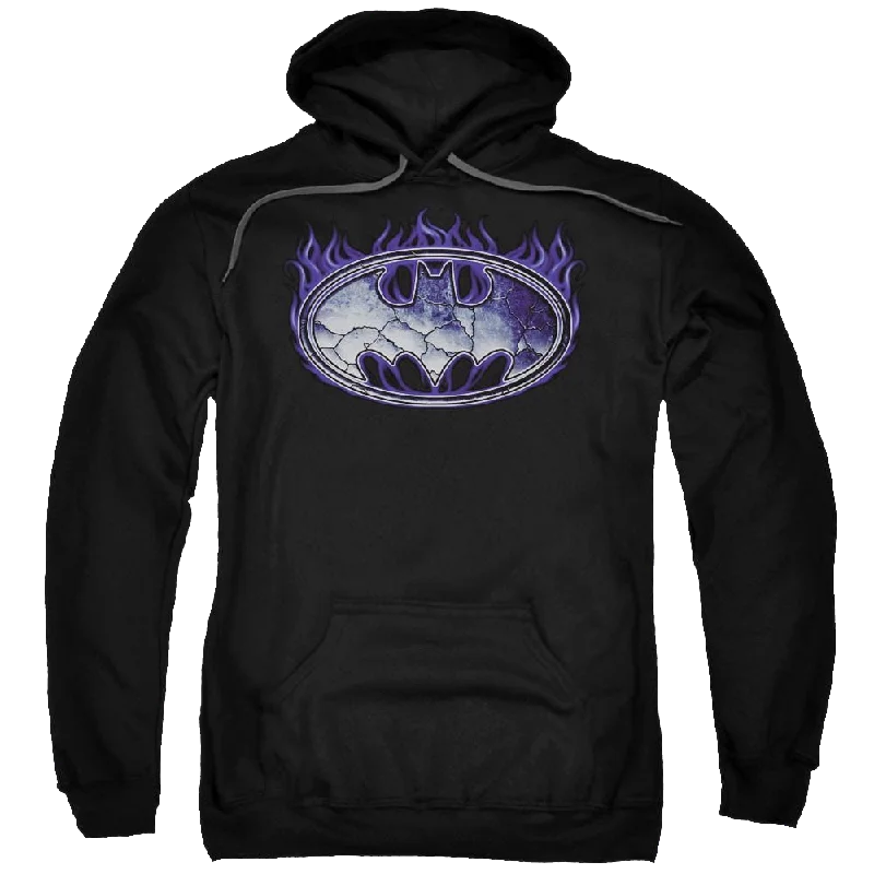 Batman Cracked Shield - Pullover Hoodie Box Sleeve Comfort