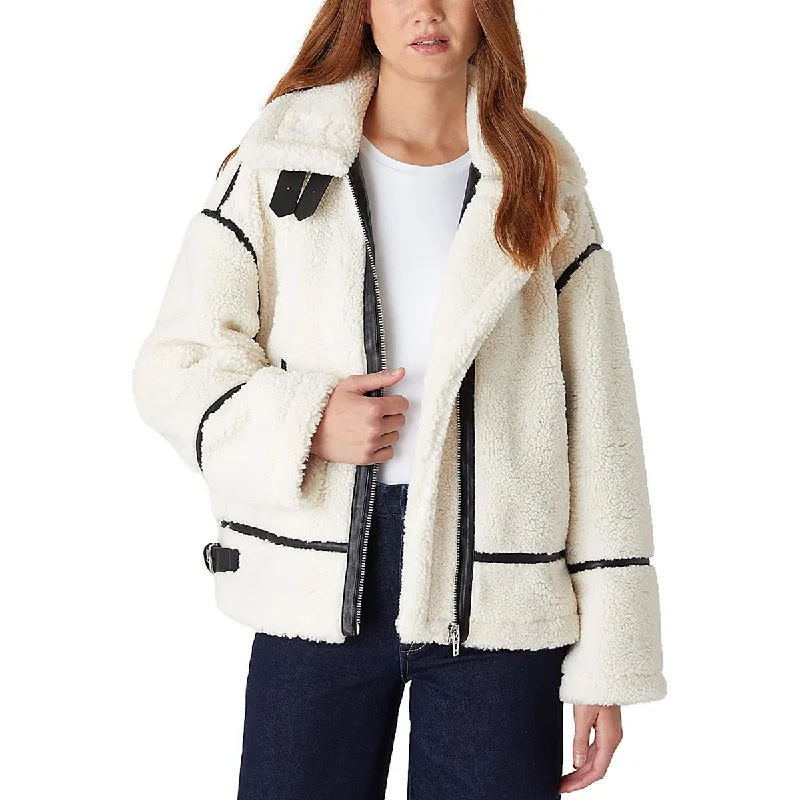 [BLANKNYC] Womens Mixed Media Faux Shearling Faux Fur Coat Vest Waistcoat Gilet