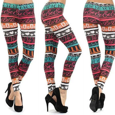 Leggings Multi Stripe Love Themed Heart Letter Stretch Skinny Pants Fashionable Sports Leggings Leggings Multi Stripe Love Themed Heart Letter Stretch Skinny Pants Fashionable Sports Leggings