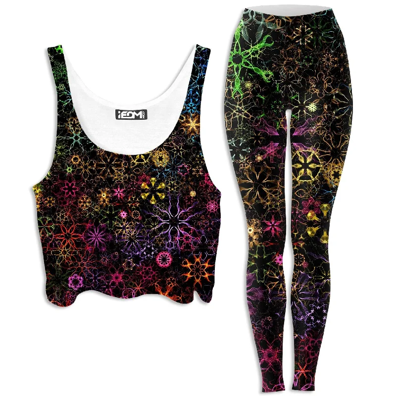 Psy Constellation Crop Top and Leggings Combo Elasticated Padded Insulated