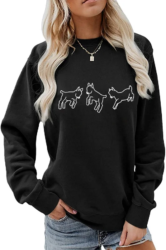 WOMEN CUTE PRINTING LONG SLEEVE FW PULLOVER TEE Honey Neck Pullover