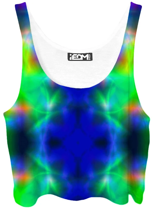 Nuclear Melt Tie-Dye Crop Top Mesh Blend Leather Blend Suede Blend