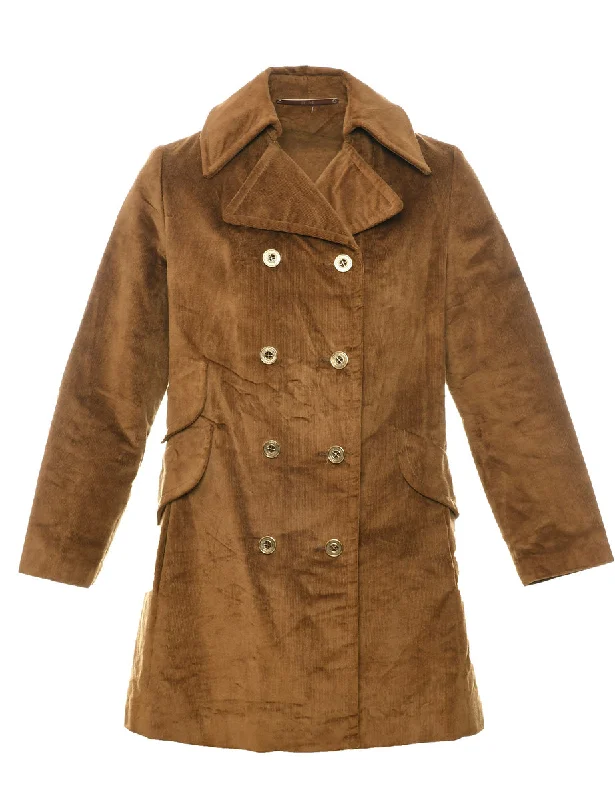 Brown 1960s Double Breasted Coat - M Toggle Coat Shawl Collar Coat Notch Collar Coat