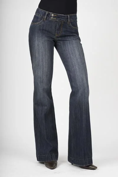 Stetson Womens Blue 100% Cotton Dark Wash City Trouser Flared Blasting Jeans Trousers Handmade Artisanal Stetson Womens Blue 100% Cotton Dark Wash City Trouser Flared Blasting Jeans Trousers Handmade Artisanal