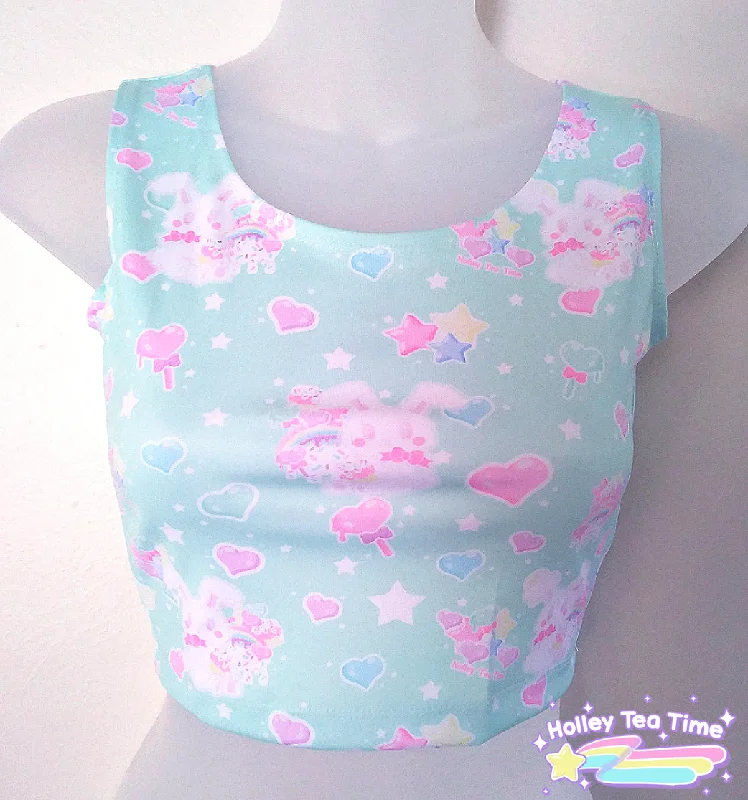 Rainbow Sweets Mint 2nd gen. Crop Top [Made To Order] Welt Pockets Slit Pockets Flap Pockets