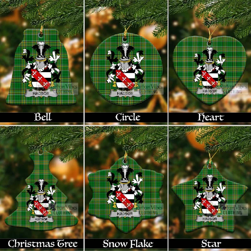 Hadsor Irish Clan Tartan Christmas Ceramic Ornament with Coat of Arms Pockets Sleeves Lining Hadsor Irish Clan Tartan Christmas Ceramic Ornament with Coat of Arms Pockets Sleeves Lining