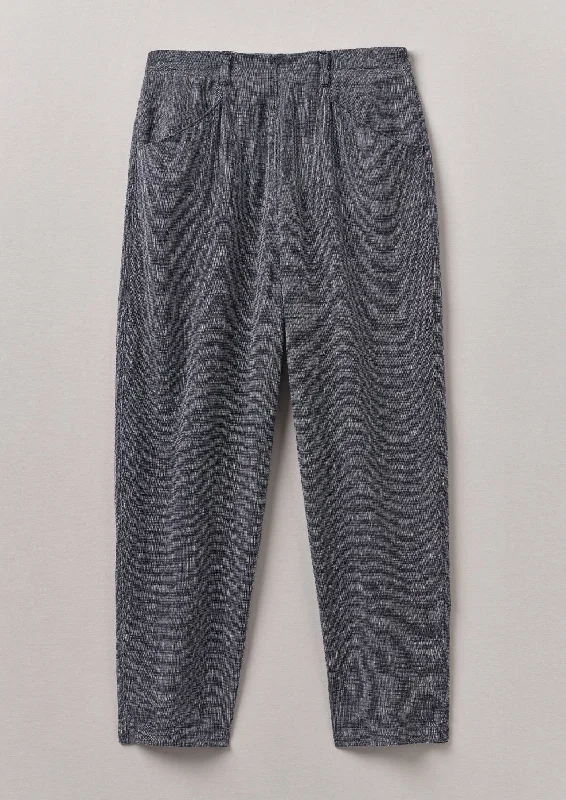 Alix Etched Linen Cotton Trousers | Blue Melange Trousers trendy modern