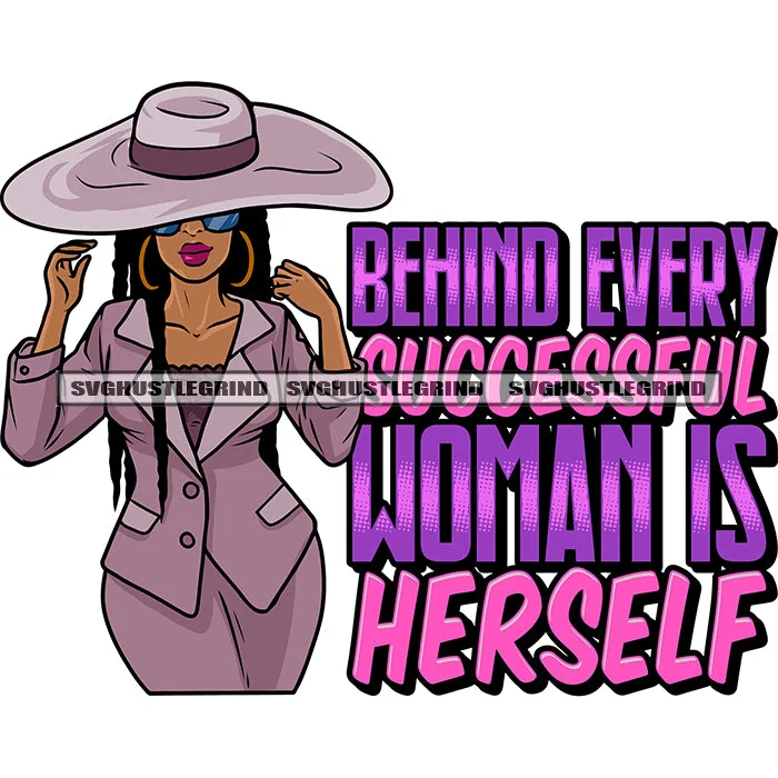 Behind Every Successful Woman Is Herself Quote Sexy African American Hand Holding Cowboy Hat Cute Face Long Hairstyle Design Element Wearing Business Coat And Sunglass SVG JPG PNG Vector Clipart Cricut Silhouette Cut Cutting Embroidered Appliqued Beaded Behind Every Successful Woman Is Herself Quote Sexy African American Hand Holding Cowboy Hat Cute Face Long Hairstyle Design Element Wearing Business Coat And Sunglass SVG JPG PNG Vector Clipart Cricut Silhouette Cut Cutting Embroidered Appliqued Beaded