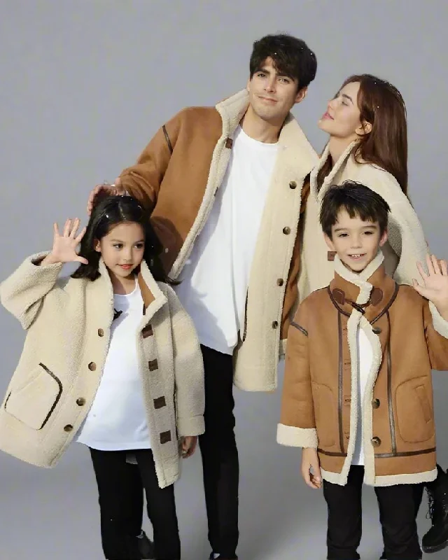 Reversible Faux Suede Mid-Length Coat – Family Matching Outfits for Mom, Daughter, and Siblings Stand-Up Roll-Neck Turtle Reversible Faux Suede Mid-Length Coat – Family Matching Outfits for Mom, Daughter, and Siblings Stand-Up Roll-Neck Turtle