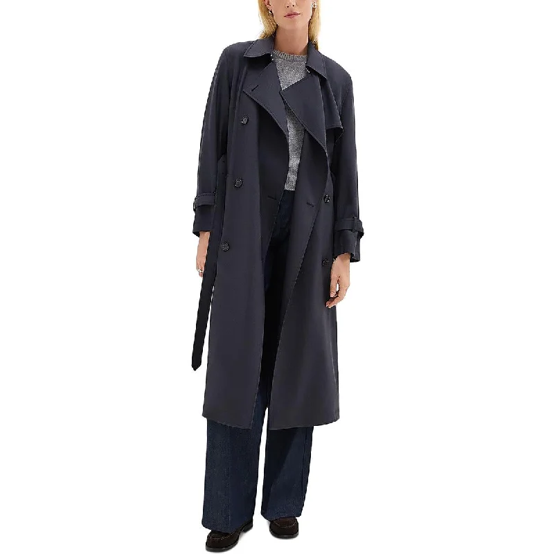 Theory Womens Relaxed Wool Trench Coat Wool Cashmere Tweed