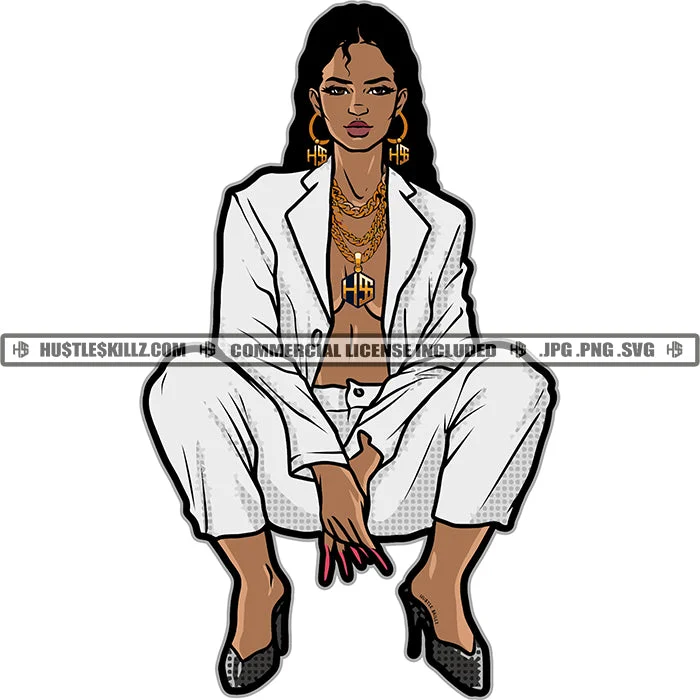 Afro Woman Sitting Sexy Pose Wearing White Color Coat Curly Hair Style Vector Woman Hand Long Nail White Background SVG JPG PNG Vector Clipart Cricut Cutting Files Bolero Crop Top Camisole Afro Woman Sitting Sexy Pose Wearing White Color Coat Curly Hair Style Vector Woman Hand Long Nail White Background SVG JPG PNG Vector Clipart Cricut Cutting Files Bolero Crop Top Camisole
