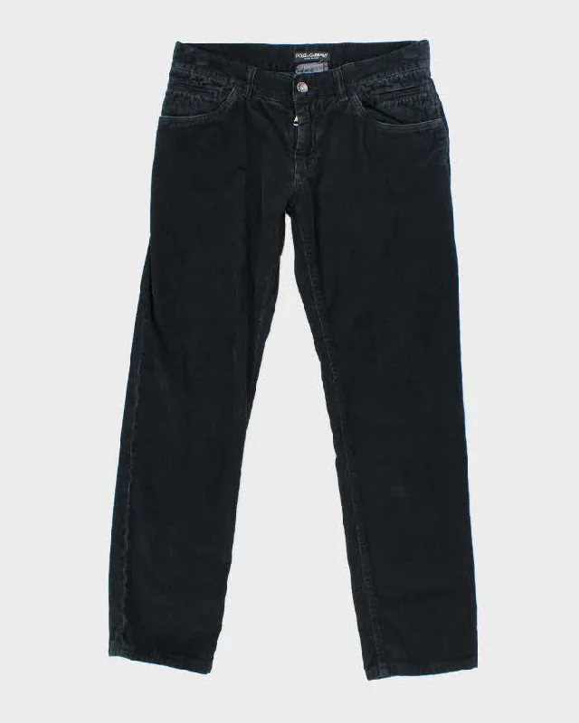 Vintage Dolce & Gabbana Black Corduroy Trousers - W32 L29 Trousers Evening Elegant