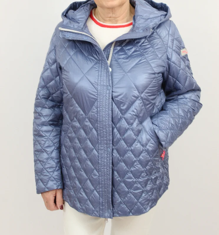 FRIEDA & FREDDIES Blue Padded Coat Herringbone Houndstooth Plaid