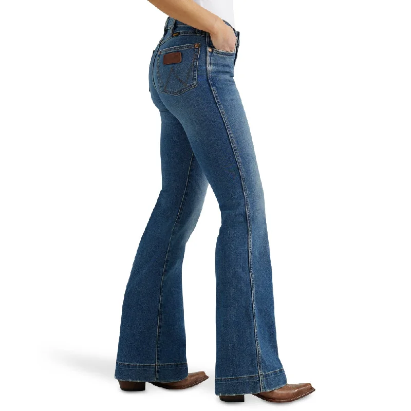 11MPESY Wrangler Women's Retro Premium High Rise Trouser Jean - Shelby Trousers Denim Blue 11MPESY Wrangler Women's Retro Premium High Rise Trouser Jean - Shelby Trousers Denim Blue