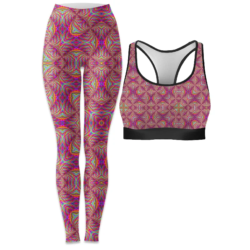 Psy Schism Rave Bra and Leggings Combo Chic Floral Print Leggings