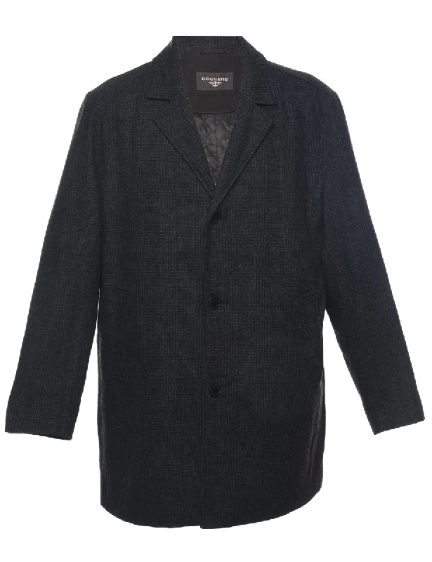 Dockers Checked Wool Coat - XL Fitted Loose Oversized