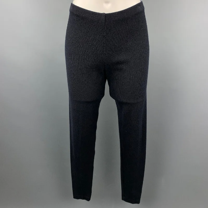 DONNA KARAN Size M Black Rayon Blend Leggings Fashionable Printed Leggings