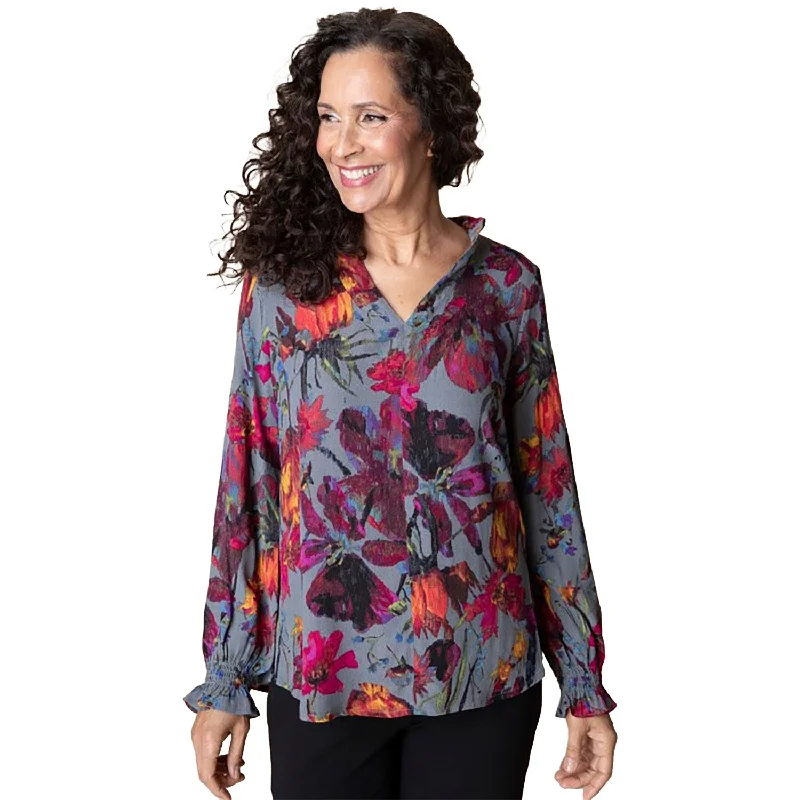 Women's Habitat Flounce Collar Pullover Iron Botanical Bliss Surplice Neck Pullover