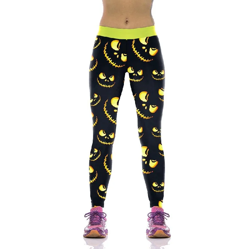 Halloween Leggings Comfortable Ribbed Waistband Leggings