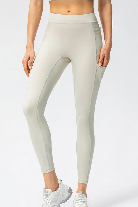 Drawstring Exposed Seam Sports Leggings Comfortable Ribbed Sports Leggings
