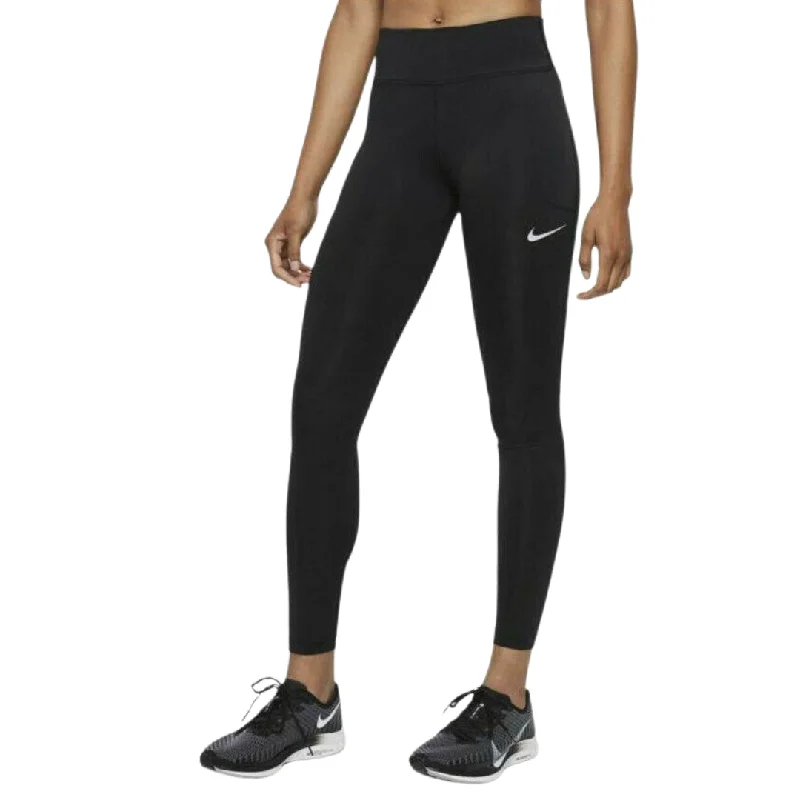Nike Dri Fit Mid Rise Black Leggings Fashionable Tummy Control Leggings
